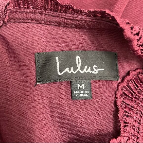 Lulus Angel in Disguise Burgundy Lace Short Skater Dress Women’s Size Medium - Picture 10 of 13